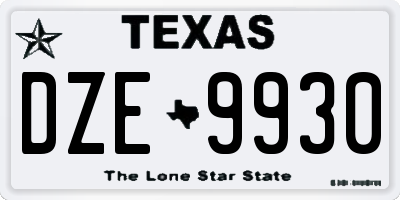 TX license plate DZE9930