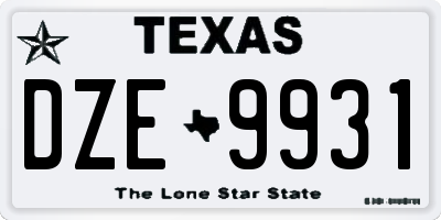 TX license plate DZE9931