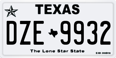 TX license plate DZE9932