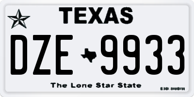 TX license plate DZE9933