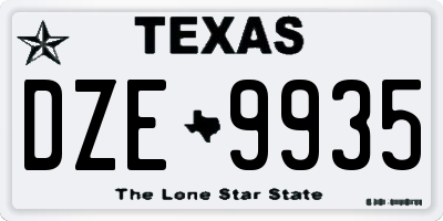 TX license plate DZE9935