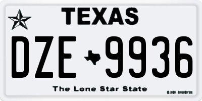 TX license plate DZE9936