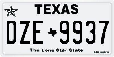 TX license plate DZE9937