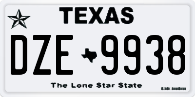 TX license plate DZE9938