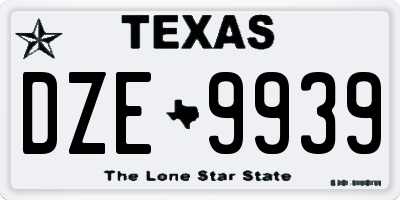 TX license plate DZE9939