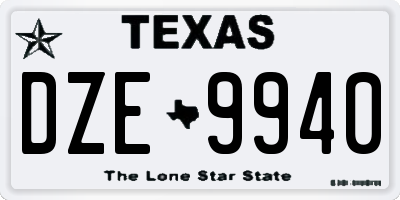TX license plate DZE9940