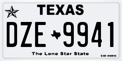 TX license plate DZE9941