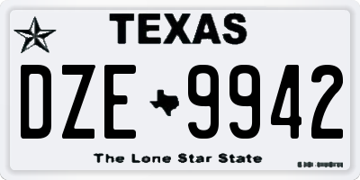 TX license plate DZE9942