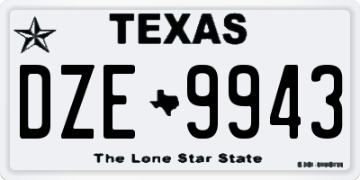 TX license plate DZE9943