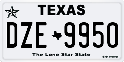 TX license plate DZE9950