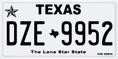 TX license plate DZE9952