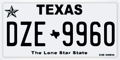 TX license plate DZE9960