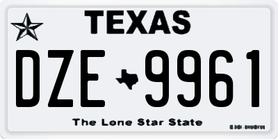 TX license plate DZE9961