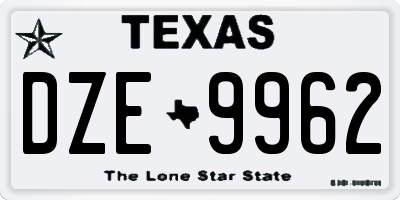 TX license plate DZE9962