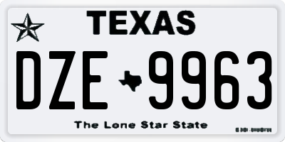 TX license plate DZE9963