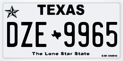 TX license plate DZE9965