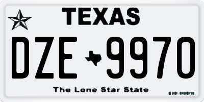 TX license plate DZE9970