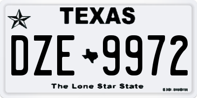 TX license plate DZE9972