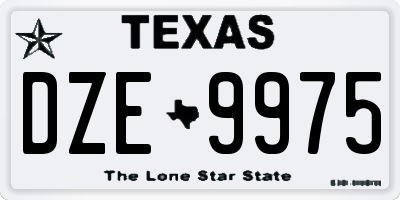 TX license plate DZE9975