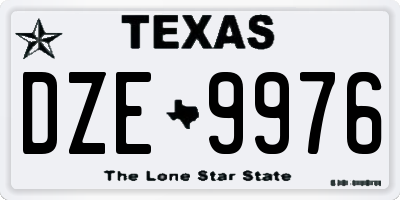 TX license plate DZE9976