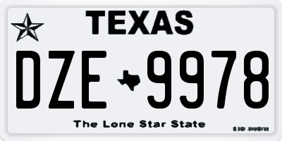 TX license plate DZE9978