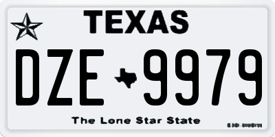 TX license plate DZE9979