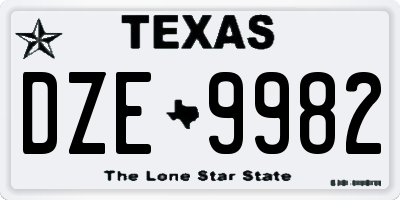 TX license plate DZE9982