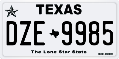 TX license plate DZE9985