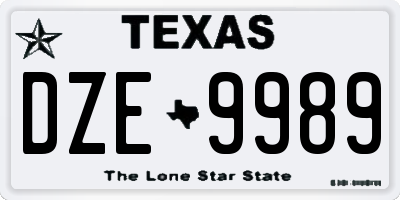 TX license plate DZE9989