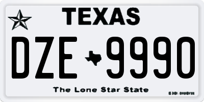 TX license plate DZE9990