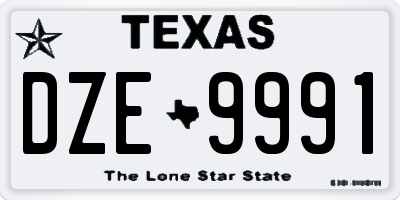 TX license plate DZE9991