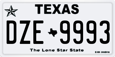 TX license plate DZE9993