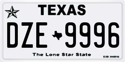 TX license plate DZE9996