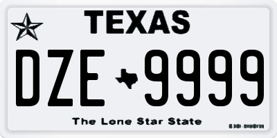 TX license plate DZE9999
