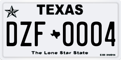 TX license plate DZF0004