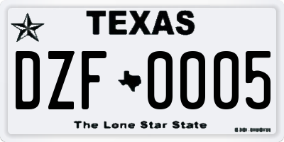 TX license plate DZF0005