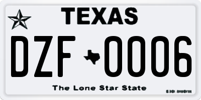 TX license plate DZF0006