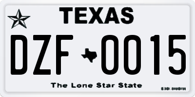 TX license plate DZF0015