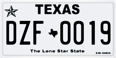 TX license plate DZF0019