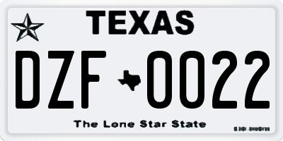 TX license plate DZF0022