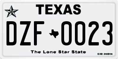 TX license plate DZF0023