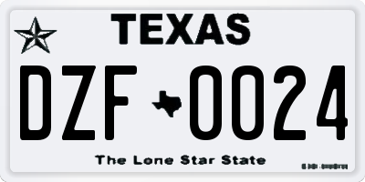 TX license plate DZF0024