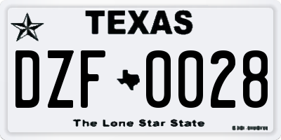 TX license plate DZF0028