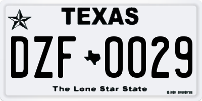 TX license plate DZF0029