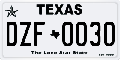 TX license plate DZF0030