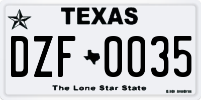 TX license plate DZF0035
