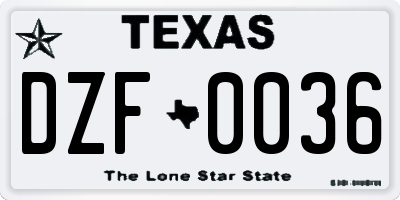 TX license plate DZF0036