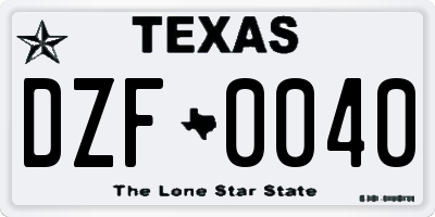 TX license plate DZF0040