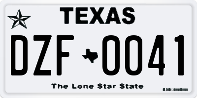 TX license plate DZF0041