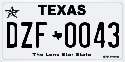 TX license plate DZF0043